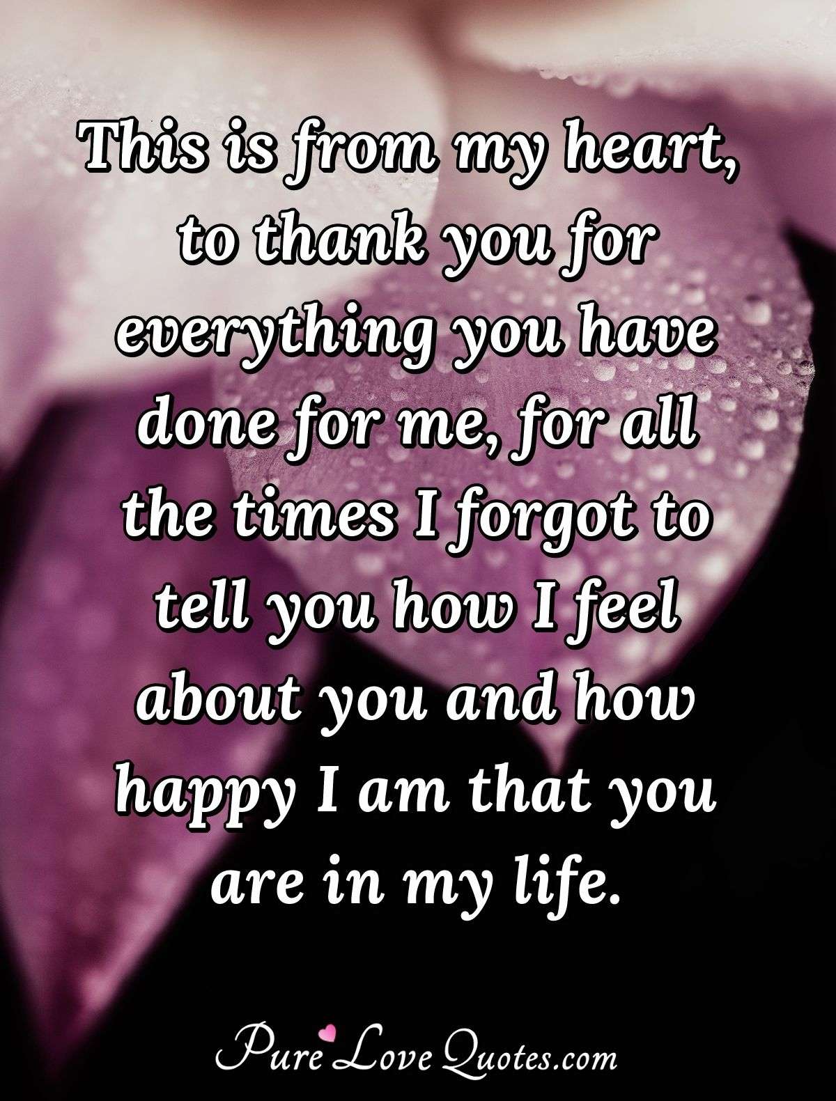 This Is From My Heart To Thank You For Everything You Have Done For Me For Purelovequotes