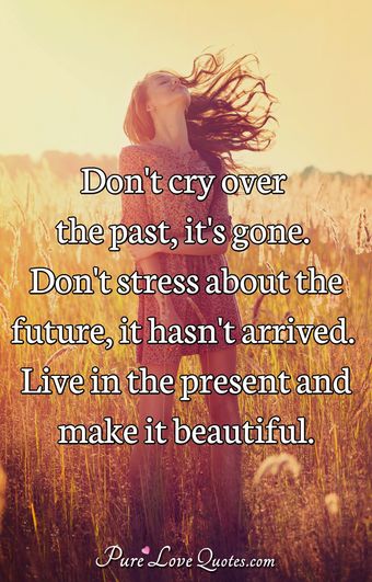 Don't cry over the past, it's gone. Don't stress about the future, it ...